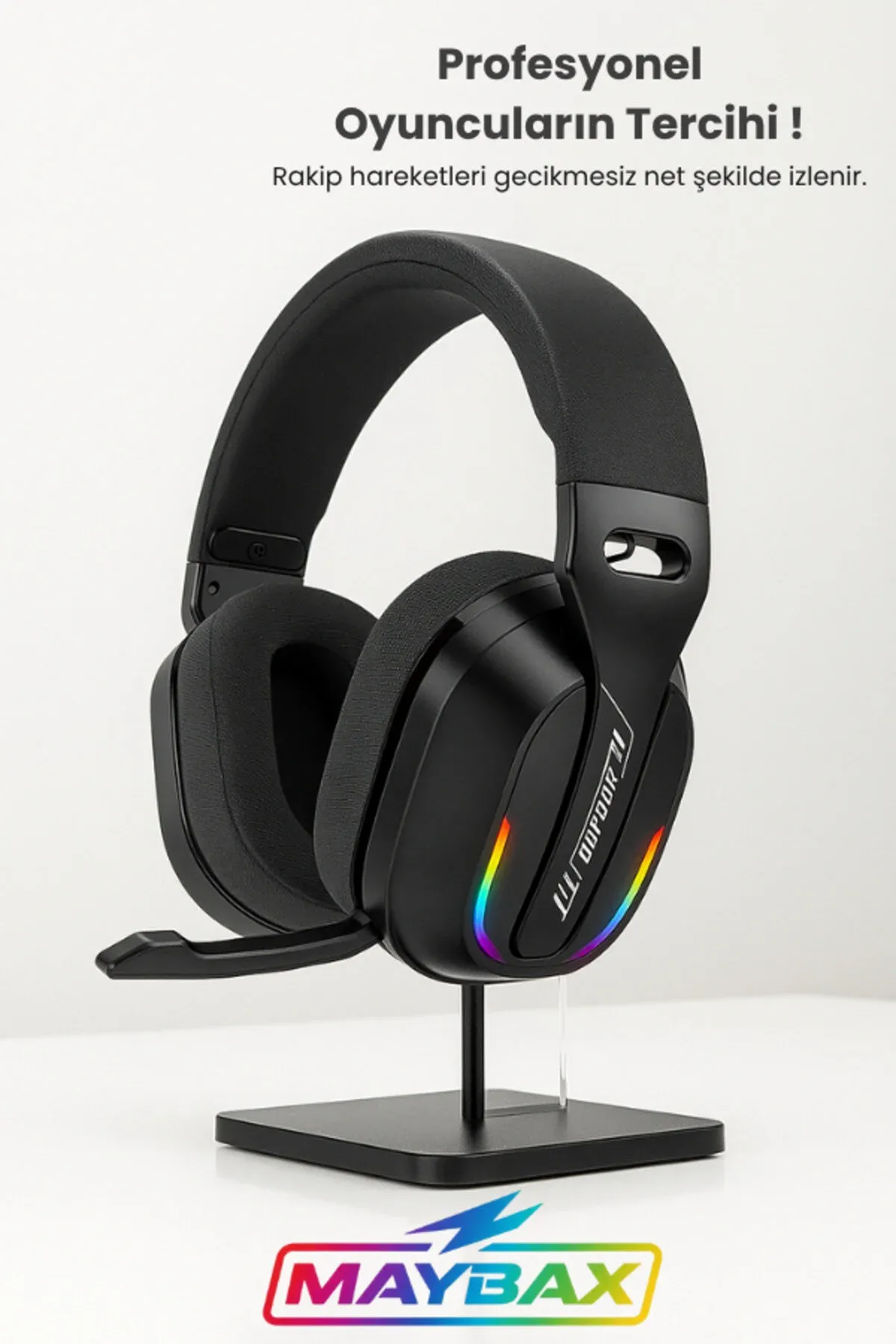 Maybax Bluetooth 5.4 Kablosuz RGB Işıklı Gaming Kulaklık 40mm Dinamik Sürücü Düşük Gecikme Typec Giriş